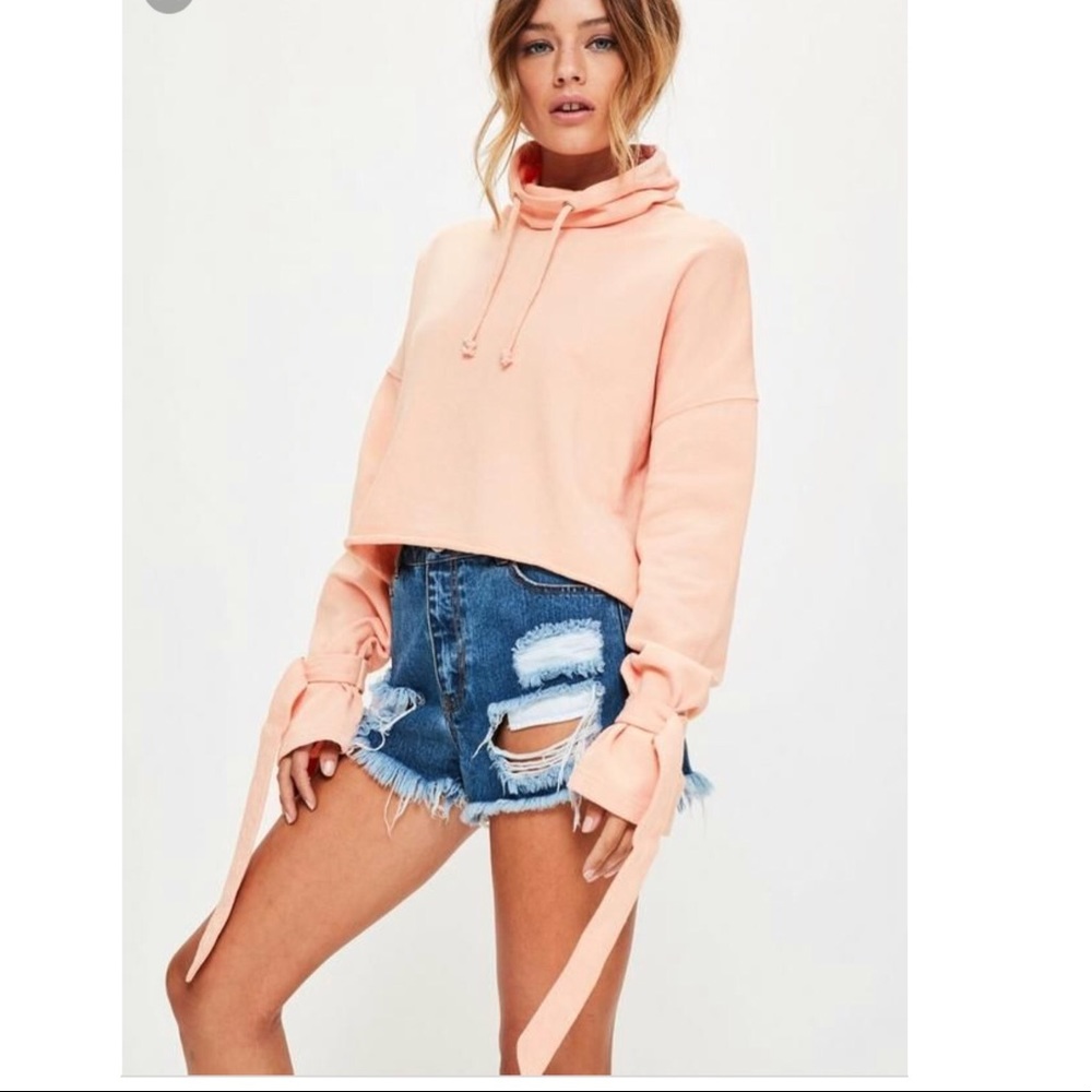 Missguided pink washed  funnel sweatshirt